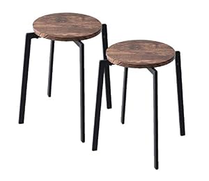 山善(YAMAZEN) スタッキング スツール 幅33.5×奥行33.5×高さ45cm 丸型 アンティーク調 完成品 アンティークブラウン/ブラック 2個組 FASS-3345ABR/SBK*2
