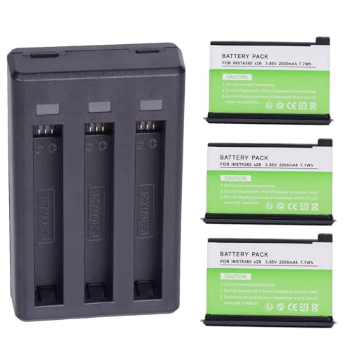 2X Batería para Insta360 One X2 Insta-360 X2 y estación de Carga USB de 3 Canales, Compatible con Insta-360 One