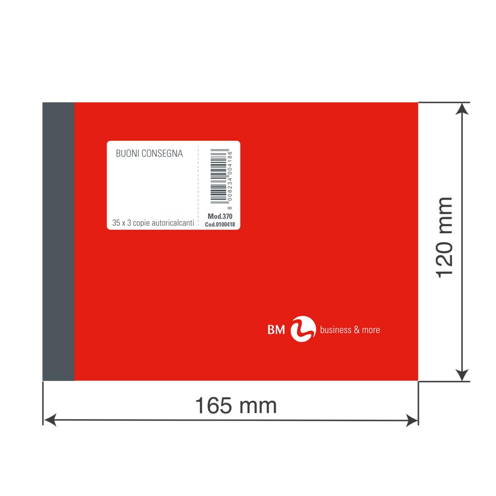 BM BeMore Modello 370 Blocco Buono Di Consegna Triplice Copia Carta Autoricalcante 35+35+35 Fogli 16,5x12 cm Confezione 10 Pezzi