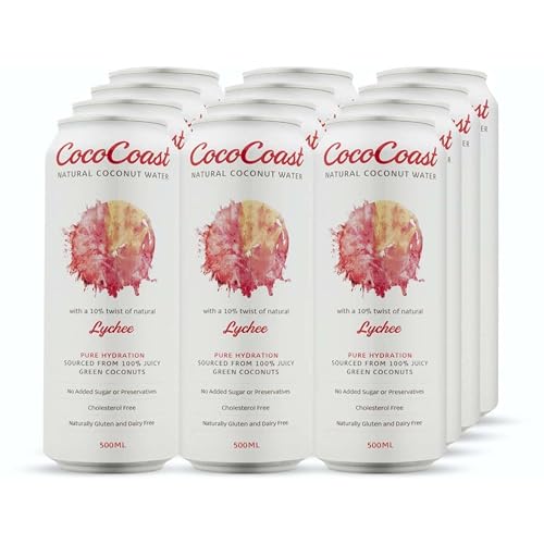 CocoCoast Natural Lychee Coconut Water 12 Pack of 500 ml