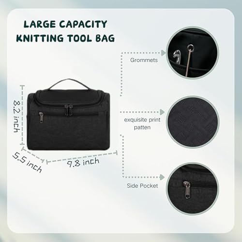 Image of Yarniss Crochet Kits with Yarn,1120 Yards Soft Crochet Skeins, 12 Size Ergonomic Crochet Hooks with Portable Crochet Bag,Black