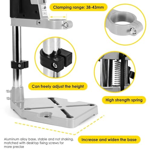 Image of MLD Drill Stand with Adjustable Drill Press Vice Clamp for Hand Drill Bench Clamp Drill Press Floor Table Stand | Drill Machine not including (Matrial-Metal,Color-Multi) (Drill Stand With Vise)