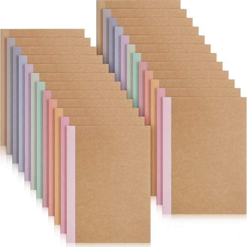 Carnet de composition A5 avec tranches arc-en-ciel multicolores et couverture kraft rigide