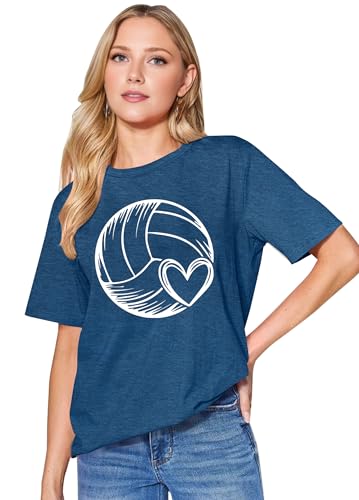 Volleyball Shirts for Women Volleyball Graphic Tee Shirt Volleyball Mom Tshirts Casual Short Sleeve Tee Tops4