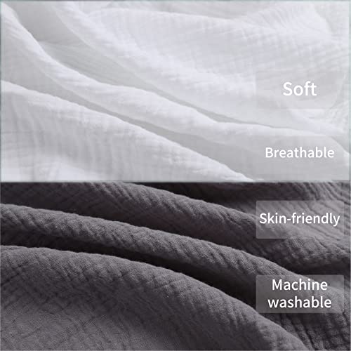 Muslin Bassinet Sheets 2 Pack Set For Baby Boy And Girl, 100% Muslin Cotton Fitted Sheet For Oval Hourglass And Rectangular Bassinet Mattress, Grey And White #TOP1