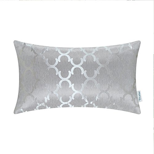 CaliTime Cojines Fundas Casos 1 Pack Fundas de cojín Bolster Pillow Cases Shells, Modern Quatrefoil Accent Geometric, 30cm x 50cm, Silver Grey Cover
