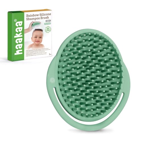 Haakaa Silicone Shampoo Brush, Cradle Cap Brush,Baby Hair Scrubber,Green