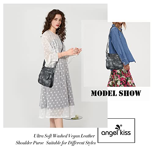 Image of Angelkiss Small Womens Crossbody Bag Leather Shoulder Purse for Women Hobo Bag with Adjustable Shoulder Strap