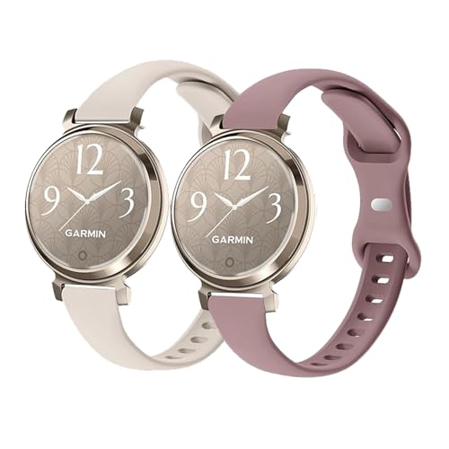 Conidido 2 Pack Slim Silicone Watch Bands Compatible with Garmin Lily 2/Lily 2 Classic/Active Smart Watch, 14mm Soft Rubber Band Quick Release Replacement Thin Narrow Strap Lily 2 Accessory for Women