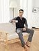 GAESHOW Mens Pajamas Set, Male Cotton Sleepwear Long Sleeve Shirt and Pant Set, O-Neck Winter Thermal Loungewear Pjs Grey Black
