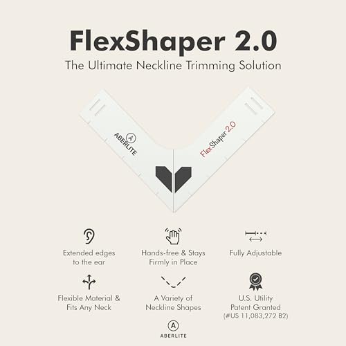 Aberlite FlexShaper 2.0 - Beard Shaper for Men - Hands-Free & Flexible Neckline Guide - Beard Trimmer Tool - Lineup Stencil Kit - White
