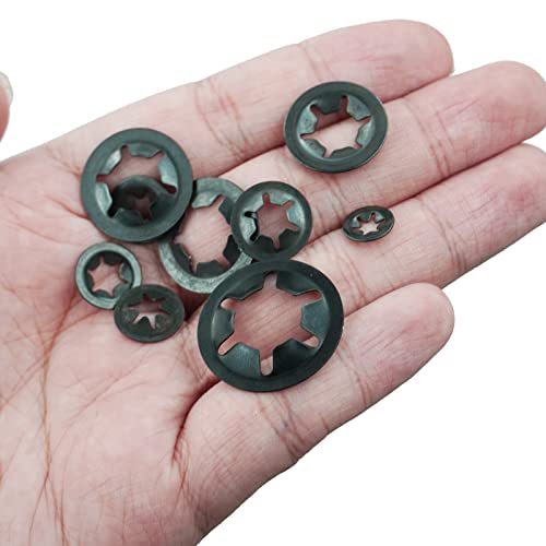 340 Pcs Internal Tooth Locking Wa_shers, Internal Tooth Push On Locking Wa_shers, Quick Speed Clips Fasteners Wa_shers, Black Fixed Lock Wa_shers Wa_shers Kit - M3/M4/M5/M6/M8/M10/M12