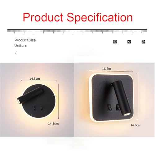 Lámpara de pared con ángulo ajustable y rotación de 350 grados con interruptor 2