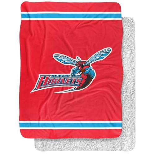 Delaware State University Hornets Primary Logo, 60"x80" Silky Touch Sherpa Back Super Soft Throw Blanket