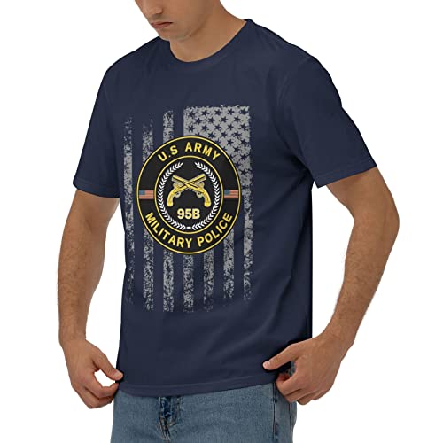 Army Mos 95B Military Police Men's Classic T-Shirt, Cotton Short Sleeve Navy Blue Medium #TOP3