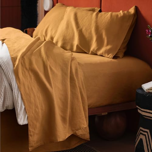 Image of Bedsure PureWoven Linen Sheets King Size, Cotton Linen Blend Sheets, 4PCS