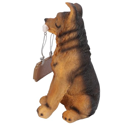 Tnfeeon Statue de Chien en Résine, Panneau de Bienvenue, Décoration de Jardin, Berger Allemand Ludique Tenant Une Plaque de Vœux, Ornement Extérieur...