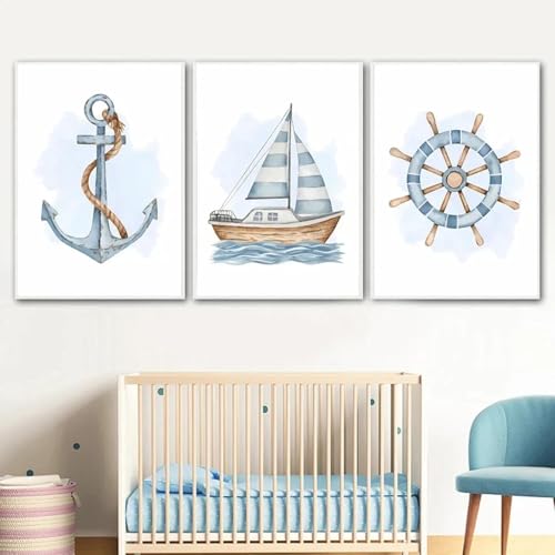 Toile baleine phare tortue hippocampe décoration murale chambre bébé