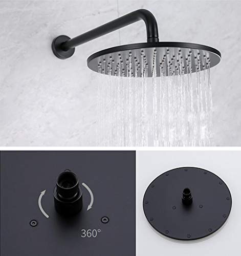 Douche supérieure 12 pouces en laiton noir mat avec douchette