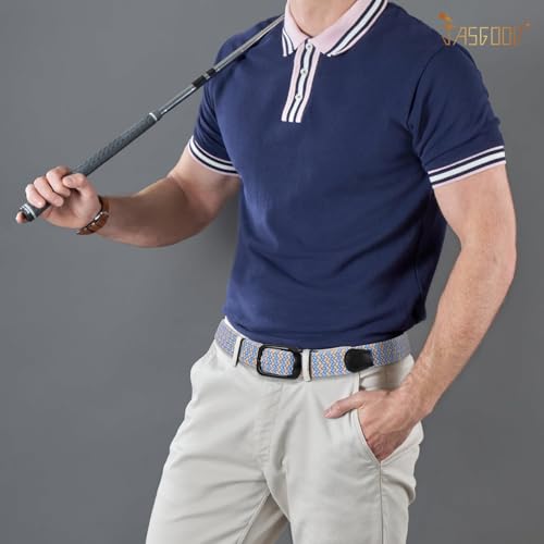 Image of JASGOOD Stretch Belt for Men, Men Women Elastic Woven Braided Belt 1 3 /8 Casual Belt Golf Belt for Jeans Pants