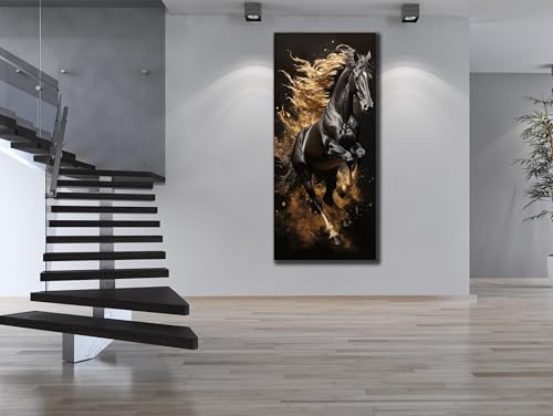 Tableau abstrait de chevaux noirs : décoration murale de luxe - 3
