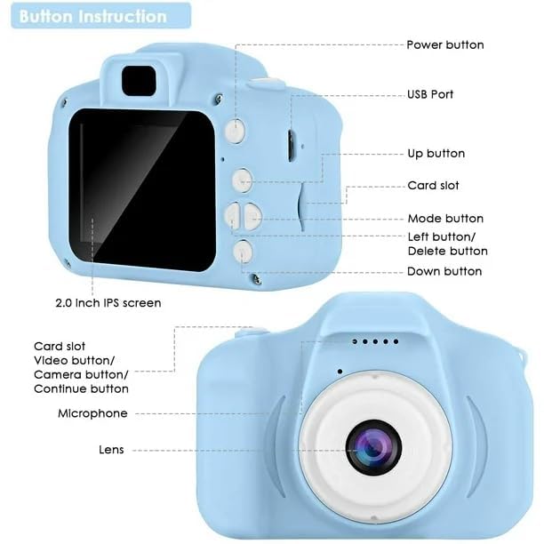 Image of Cots and Cuddles Kids Digital Camera for Boys & Girls | 1080P HD Video & 12MP Photo | Dual Lens, Rechargeable Toy Camera with Games & Filters for Kids Age 3-10 Years (Blue)