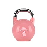 BOOMFIT Kettlebell de Competición 4 kg | Tamaño único para técnica constante y segura | Asa cómoda y base plana estable | Para fuerza y cardio funcional en casa o box | Pesa rusa 4 kg por color
