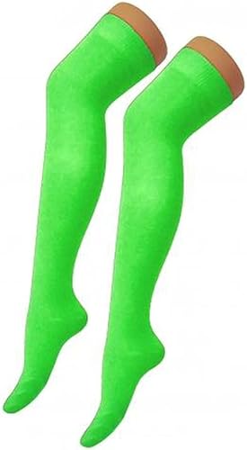 COSHAL® 1 Girls Over The Knee Socks Womens thigh high socks, Fancy Dress Halloween Party socks Fluorescent Neon Colours Socks Over the Knee Socks Neon Green