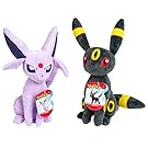 Pokemon - Peluche Espeon and Umbreon de 8 pulgadas, juguete de peluche con licencia oficial, paquete de 2, para mayores de 2 años