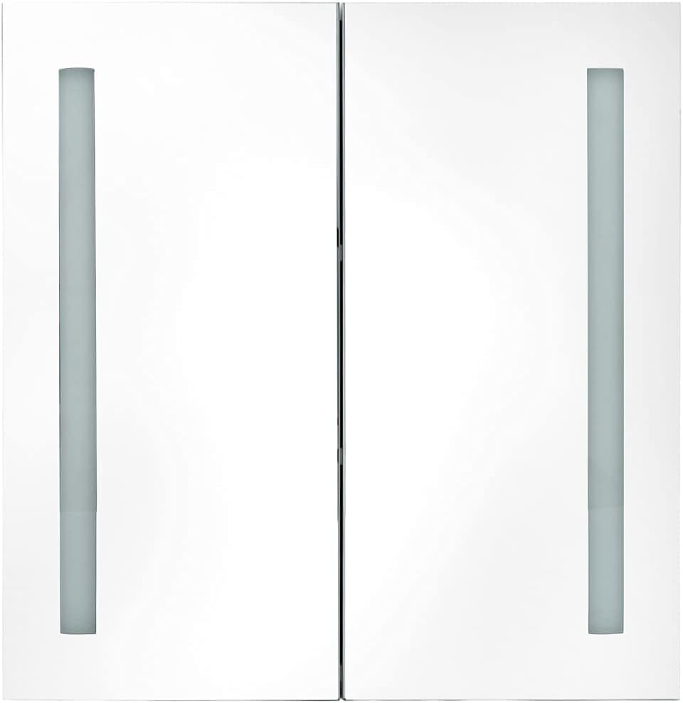 Mirror Cabinet Bathroom Cabinet Wall Cabinet Bathroom Furniture Bathroom Cabinet with Mirror LED Bathroom Mirror Cabinet Glossy Grey 62 x 14 x 60 cm