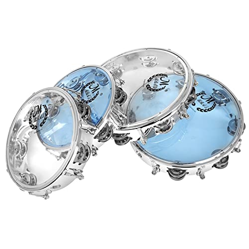 Tambourin résistant de 10 pouces bleu avec double rangée de cymbalettes - 6