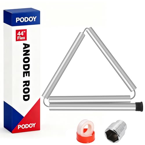 44'' Flexible Magnesium Anode Rod for Hot Water Heater Compatible with Rheem Reliance Richmond GE KenmoreTanks 3/4' NPT Thread 0.8'' Diameter, Including Teflon Tape and 1-1/16' Socket Tool