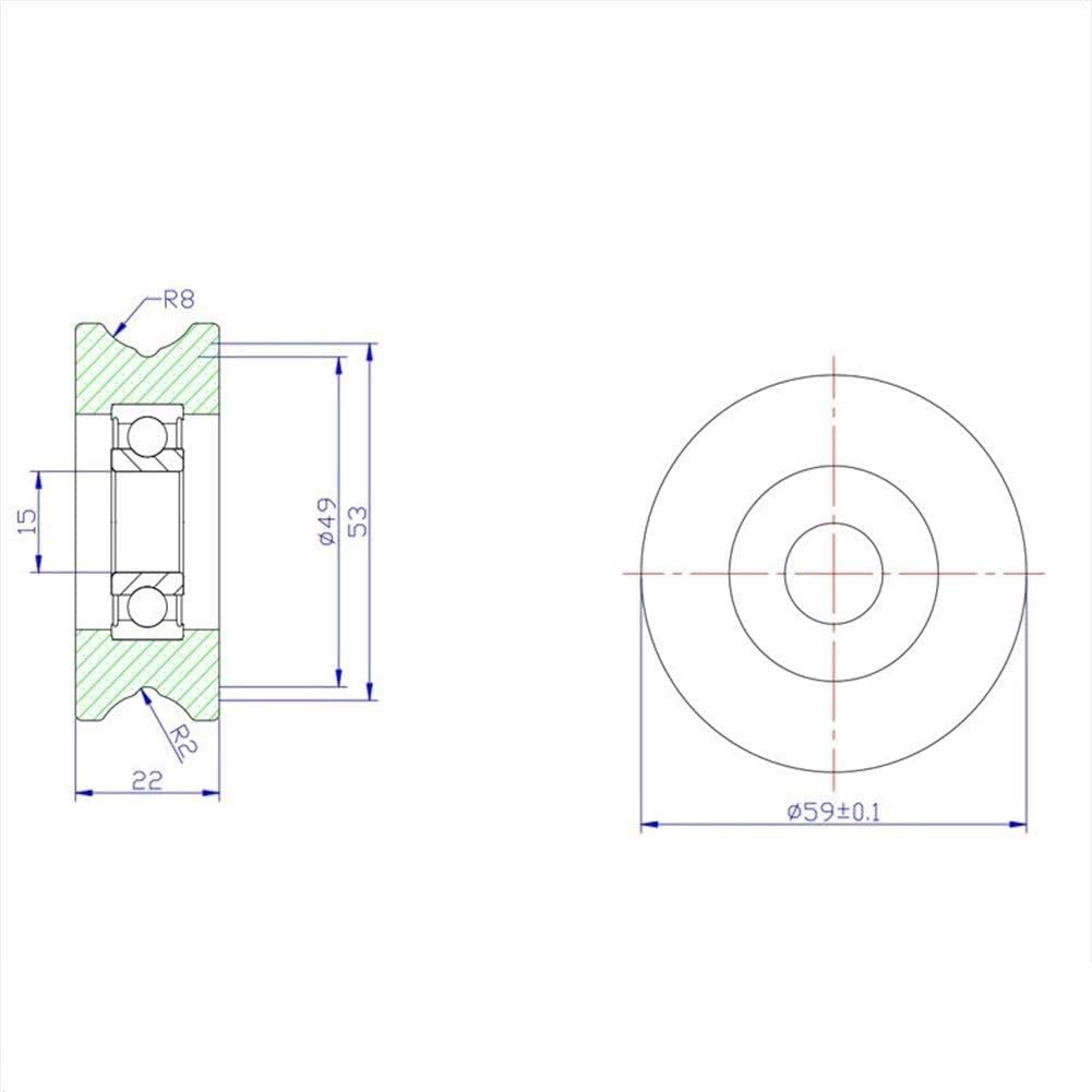 Práctico rodamiento de Bolas 6202 2RS Cubierto sith Pom plástico rodamientos de polea de plástico 15 * 59 * 22mm 6202 RS