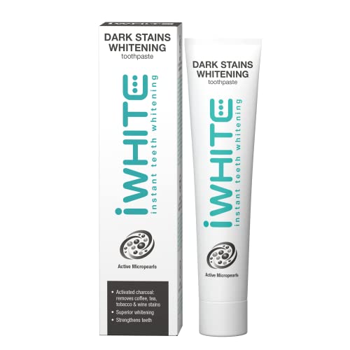 iWhite Pasta de Dientes Blanqueante 75ml - Elimina Manchas Oscuras y Blanquea los Dientes con Carbón Activado y Microperlas que te Ayudan a Eliminar Manchas y Tener Dientes más Blancos