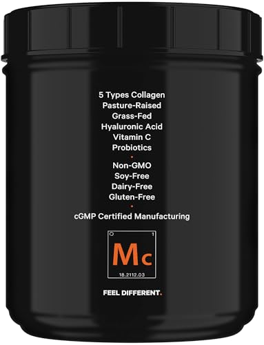 Codeage Multi Collagen Peptides + Probiotics Black Edition, Vitamin C, Hyaluronic Acid Powder Supplement, Grass-Fed, Pasture-Raised, Hydrolyzed, Zero Carbs, Type I, II, III, V & X, Unflavored, 21oz