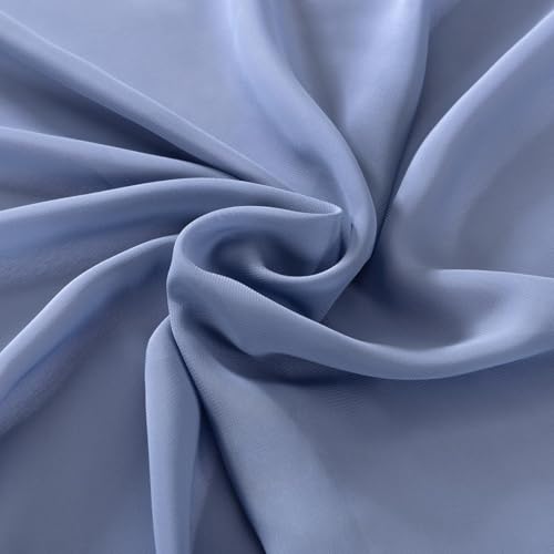 Image of MLMC Dusty Blue Chiffon Fabric by The Yard Pre-Cut Sheer Chiffon Arch Fabric 10 Yards Airy Continuous Draping Panels 60 inch Wide for Wedding Backdrop Craft Ceiling Decor