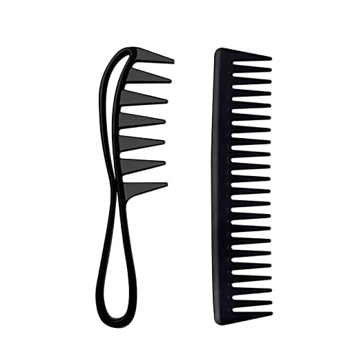Yoezuo 2pcs Peine Antiestático y Antitirones de Dientes Anchos, Peine de Tiburón, Peluquería Profesional para Salón y Hogar, Reduciendo Rotura Cabello