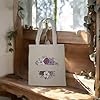Tote Bag Personnalisable 100% Coton – Design Floral – Sac Réutilisable Écologique – Cadeau Unique avec Prénom ou Mot au Choix – Idéal Courses, Shopping, Plage, Travail – Lavable et Durable #3