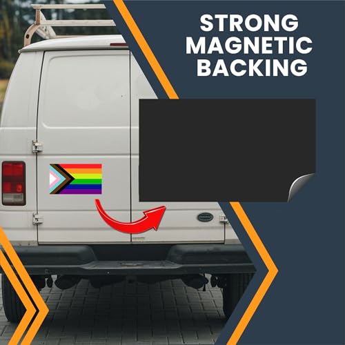 Image of Magnet Me Up Gay Pride Progress Pride Rainbow Flag Magnet Decal, 7x12 Inches, Heavy Duty Automotive Magnet for Car, Truck, SUV, in Support of LGBTQ