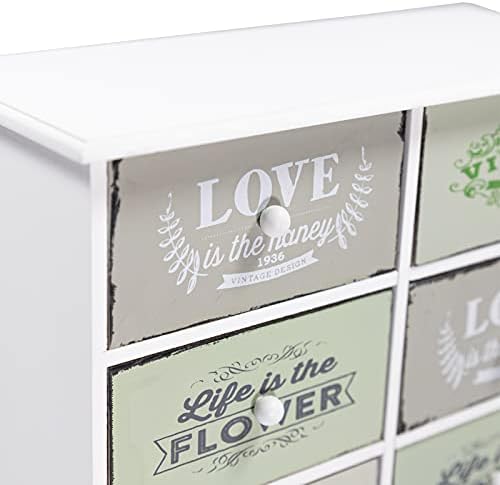 DRULINE Mini Chest of Drawers - Storage Cabinets with 6 Removable Drawers - Wooden Vintage Storage Space - White Wooden Finish