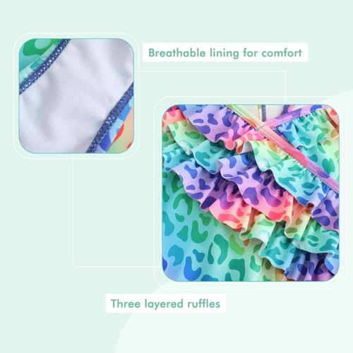 Image of Moon Tree Girls One Piece Swimsuits Ruffle Swimwear Beach Bathing Suit 2-14 Years