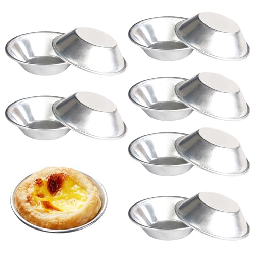 Finehenchi Yorkshire Pudding Tray, 12 Pcs Tartlet Tins Aluminum Egg Tart Molds, Reusable Non-Stick Dariole Moulds Mini Baking Cups for Egg Tarts, Fruit Pies, Air Fryer, Home Baking (Silver)