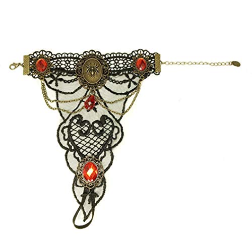 Luzeo Femme Noir Lace Bracelet Toile Daraignée Crâne Vampire Tatouage Bijoux Bracelet Dhalloween Party Cadeau Gothique Punk Rétro Stylec