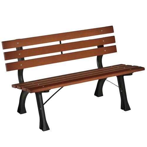 Outsunny Banc de Jardin extérieur 2 Places en Aluminium et Lattes de Bois, dim. 120L x 57l x 70H cm