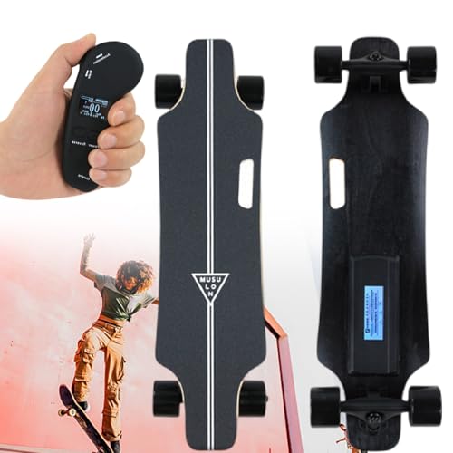 Elektrisches Longboard Skateboard/Elektro Skateboard – 7 Lagiges Ahorndeck Mit Stoßdämpfung, Bürstenloser 700 W Motor, 15–30 % Steigfähigkeit, Led Fernbedienung Mit 4 Gang Steuerung dualdrive30km