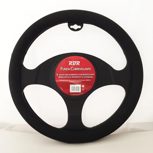 RBR Funda de Volante Universal, diseño Antideslizante, Medidas 37-39 cm de diámetro, Cubre-Volante Universal, Accesorios de automóvil de modificación Interior Negro