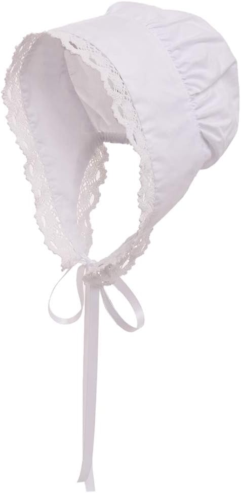 Victorian Mob Cap Medieval Maid Bonnet Hat Women Girls Costume Accessory for Fancy Dress (99.99% Cotton)