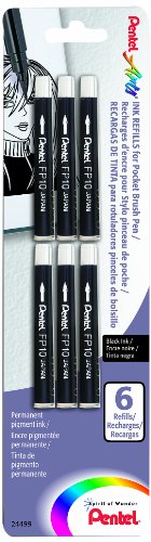 Pentel Recharges d'encres fluides et opaques pour stylo pinceau noir