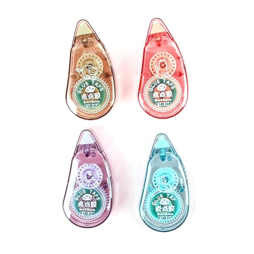 Koolenry 4 Rodillos con Cinta Adhesiva de Doble Cara y Distribuidor de Pegamento, Utilizados para Manualidades, Escuelas y Oficinas.