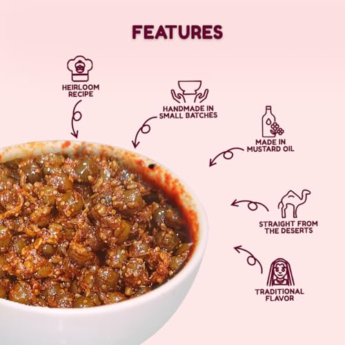 Image of Premium Handmade Ker Pickle, 250gm in glass jar | Marwadi Rajasthani | Delicacy pickle | Teet Dela Achar | Kair Achaar